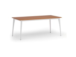 Jednací kancelářský stůl PRIMO OMEGA, 180x90 cm, bílá podnož, třešeň