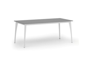 Jednací kancelářský stůl PRIMO OMEGA, 180x90 cm, bílá podnož, grafit