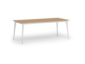 Jednací kancelářský stůl PRIMO OMEGA, 200x90 cm, bílá podnož, buk