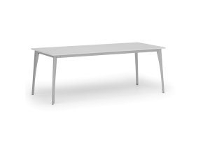 Jednací kancelářský stůl PRIMO OMEGA, 200x90 cm, šedá podnož, bílá