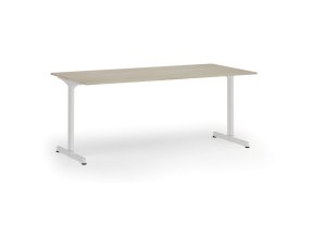 Kancelářský stůl PRIMO BETA, 180x90 cm, bílá podnož, dub přírodní