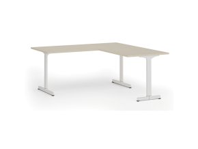 Rohový kancelářský stůl PRIMO BETA L, 180x180 cm, L/P, bílá podnož, bříza
