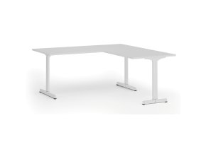 Rohový kancelářský stůl PRIMO BETA L, 180x180 cm, L/P, bílá podnož, bílá