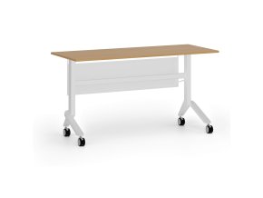 Mobilní stůl PRIMO MOVE, 140x60 cm, bílá podnož, buk