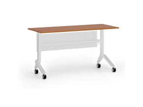 Mobilní stůl PRIMO MOVE, 140x60 cm, bílá podnož, třešeň