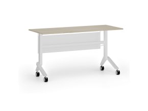 Mobilní stůl PRIMO MOVE, 140x60 cm, bílá podnož, dub přírodní