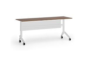 Mobilní stůl PRIMO MOVE, 180x60 cm, bílá podnož, ořech