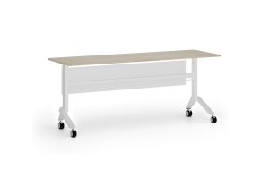Mobilní stůl PRIMO MOVE, 180x60 cm, bílá podnož, dub přírodní