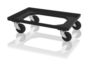 ESD plastový podvozek na přepravky 600x400 mm, 4 otočná kola