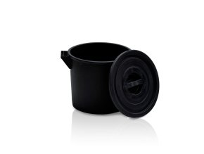 plastova nadoba s vikem 35 l regranulat cerna 113193