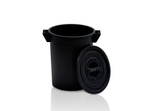 plastova nadoba s vikem 50 l regranulat cerna 113195