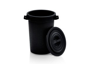 plastova nadoba s vikem 75 l regranulat cerna 113197