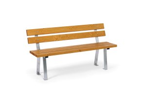 Venkovní lavička WOODY s opěradlem, nerezová, 1500 mm, limba