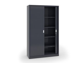 kovova skrin s roletovymi dvermi 1990 x 1200 x 450 mm tmave seda 130837