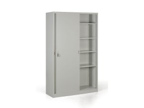 kovova skrin s posuvnymi dvermi 4 police 1200 x 1990 x 450 mm svetle seda 133172