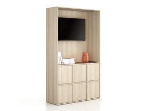 kancelarska skrin frame 6x dvere prostor pro tv 1299 x 450 x 2162 mm push lock dub prirodni 78636