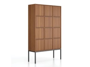 kancelarska skrin frame cerna podnoz 12x dvere 1299 x 450 x 2185 mm push lock orech 79664