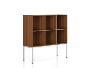 regal frame nizky s bilou podnozi 1299 x 450 x 1331 mm orech 79660