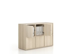 kancelarska skrin frame nizka 6x dvere 1299 x 450 x 881 mm push lock dub prirodni 79022