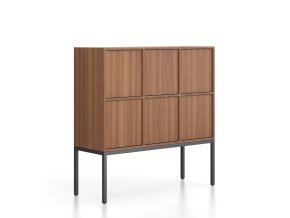 kancelarska skrin frame nizka cerna podnoz 6x dvere 1299 x 450 x 1331 mm push lock orech 79672