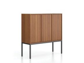 kancelarska skrin frame nizka cerna podnoz 3x dvere 1299 x 450 x 1331 mm push lock orech 79647