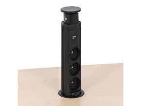stolni vysouvaci zasuvka 3 230 v usb a usb c cerna 143258