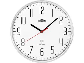 plastove hodiny bile leskle stribrne prim radio 292 x 48 mm 137404