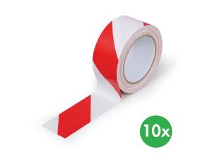 pvc vystrazna paska 50 mm x 33 m baleni 10 ks cerveno bila 143246