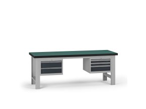 pracovni stul do dilny g8 2100 x 750 x 800 mm 2x kontejner 5 zasuvek grafit 138004