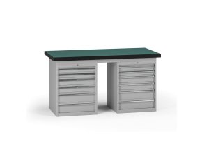 pracovni stul do dilny g8 1500 x 750 x 800 mm 2x kontejner 12 zasuvek seda 138213