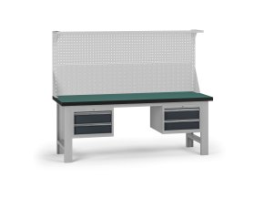 pracovni stul do dilny g8 s nastavbou 2100 x 750 x 800 mm 2x kontejner 4 zasuvky grafit 138055