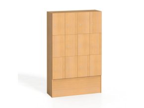 drevena satni skrinka s odkladacimi boxy 12 boxu 1700 x 1200 x 420 mm cylindricky zamek buk 8955