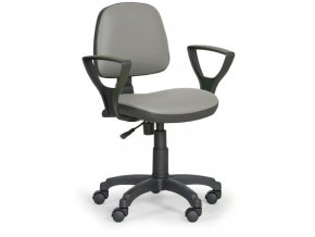Pracovní židle na kolečkách MILANO s područkami, permanentní kontakt, pro měkké podlahy, šedá