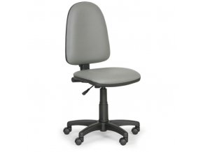 Dílenská pracovní židle na kolečkách TORINO bez područek, permanentní kontakt, pro měkké podlahy, šedá
