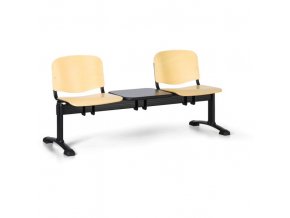 Dřevěná lavice do čekáren ISO, 2-sedák, se stolkem, černé nohy