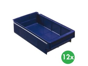 Plastová regálová přepravka MAX typ E - 230 x 400 x 100 mm, 12 ks
