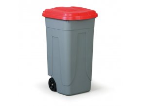 mobilni plastovy odpadkovy kos 100 l cervene viko 1158