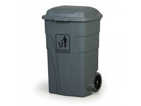 Plastový odpadkový koš na kolečkách, 120 l, šedý