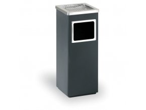Odpadkový koš s popelníkem, 240 x 240 x 600 mm, černá / nerez