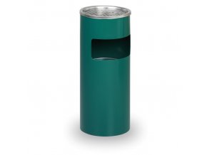 Venkovní odpadkový koš s popelníkem, 600 x 250 x 250 mm, zelený/nerez