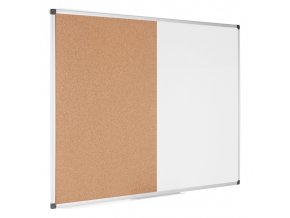 Popisovací magnetická tabule a korková nástěnka, kombinovaná, 900 x 600 mm