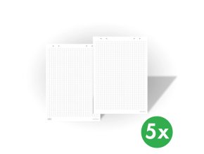 Papírové bloky pro flipchart tabule, balení 5x 25 listů, čtverečkované