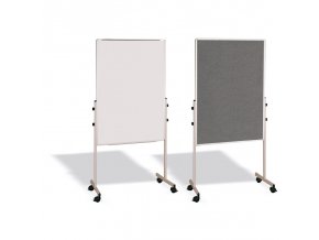 Mobilní kombinovaná tabule, bílá magnetická/šedá textilní, 700x1200 mm