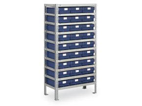 Regál s plastovými boxy MAX - 1600 x 400 x 800 mm, 27x box E