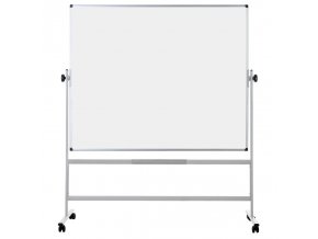 Mobilní otočná oboustranná bílá popisovací tabule, magnetická, 1800 x 1200 mm