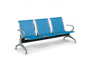 Kovová lavice do čekáren STRONG, 3-sedák, modrá