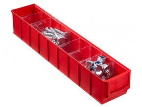 Plastový regálový box ShelfBox typ C - 91 x 500 x 81 mm, 16 ks, červený