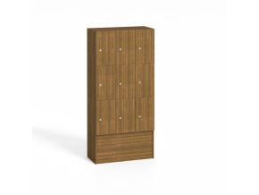 drevena odkladaci skrinka s uloznymi boxy 9 boxu 1700 x 900 x 420 mm cylindricky zamek orech 7951