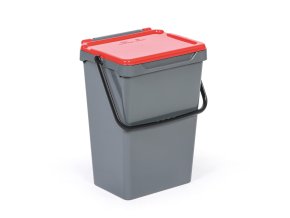Plastový odpadkový koš pro třídění odpadu, šedá + červená, 35 l