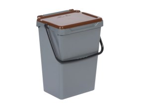 Plastový odpadkový koš pro třídění odpadu, šedá + hnědá, 35 l